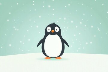 Cute penguin on snowy background