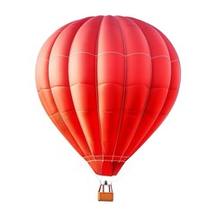 Fototapeta premium A vibrant red hot air balloon floats gracefully against a clear white background, ready for an exciting adventure