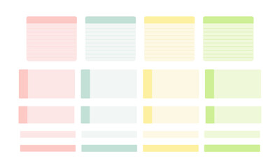 カラフルな付箋、メモ　イラストセット