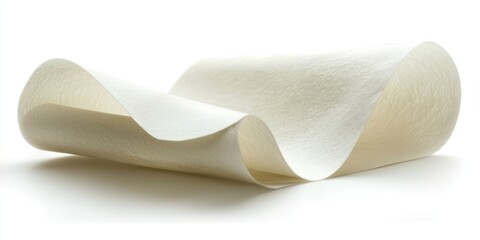 A smooth, curled sheet of light-colored paper, showcasing its texture and form.