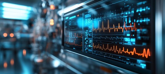 Advanced Medical Technology Monitoring Vital Signs on a Digital Display in a Modern Hospital