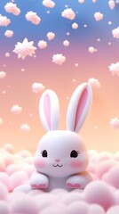Obraz premium Cute rabbit dreamy wallpaper cartoon mammal representation.