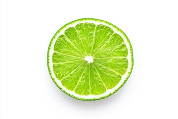 Freshly sliced lime half showcasing vibrant green color and texture against a clean white background