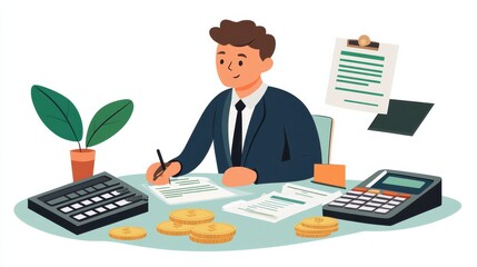 Hire an accountant isolated cartoon vector illustrations. Business owner hires an accountant, recruitment process, human resources, interview with bookkeeper, money management vector cartoon. illustr