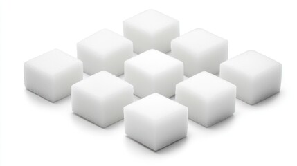 Obraz premium A group of ten white sugar cubes arranged in a neat formation.