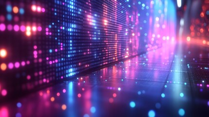 Obraz premium A background of holographic grids in vibrant blue and purple tones.