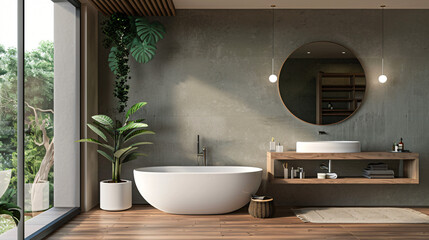 Modern Minimalist Bathroom with Floating Vanity and Frameless Mirror