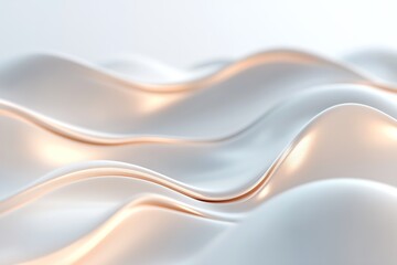 Obraz premium Glowing abstract lines gently undulate in rhythmic waves, embodying the essence of mindful breathing against a clean, pastel gradient. The composition invites introspection and calm