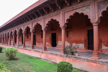 Amazing architecture view at Taj Mahal which is among seven world wonders. Famous Indian Islamic heritage at cloudy day, Taj Mahal located at bank of Yamuna river