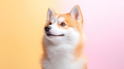 Akita dog portrait on white background. Generative AI