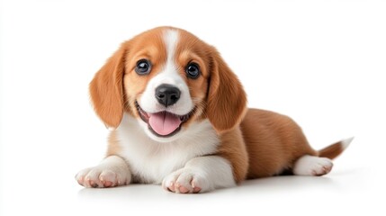Basset Hound puppy on white background. Generative AI