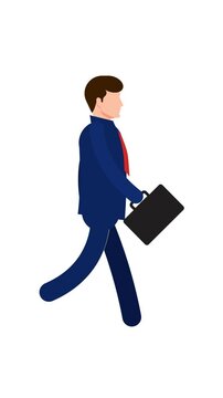 Businessman walking looping animation, 2D motion cartoon-style walking person icon style character animation