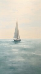 Fototapeta premium Sailboat in ocean painting watercraft outdoors.