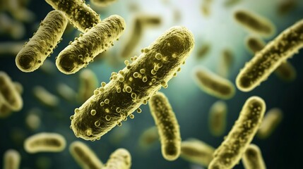 Fototapeta premium Depiction of probiotics highlighting beneficial bacteria in gut microbiome studies