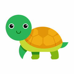 Cute Turtle animal vector on white background.