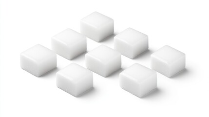 Fototapeta premium A neat arrangement of nine white sugar cubes on a plain background.