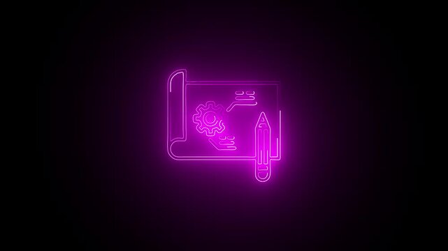Glowing neon Prototype icon isolated on black background. HD Video motion graphic animation