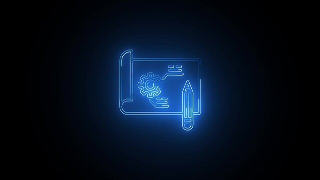 Glowing neon Prototype icon isolated on black background. HD Video motion graphic animation