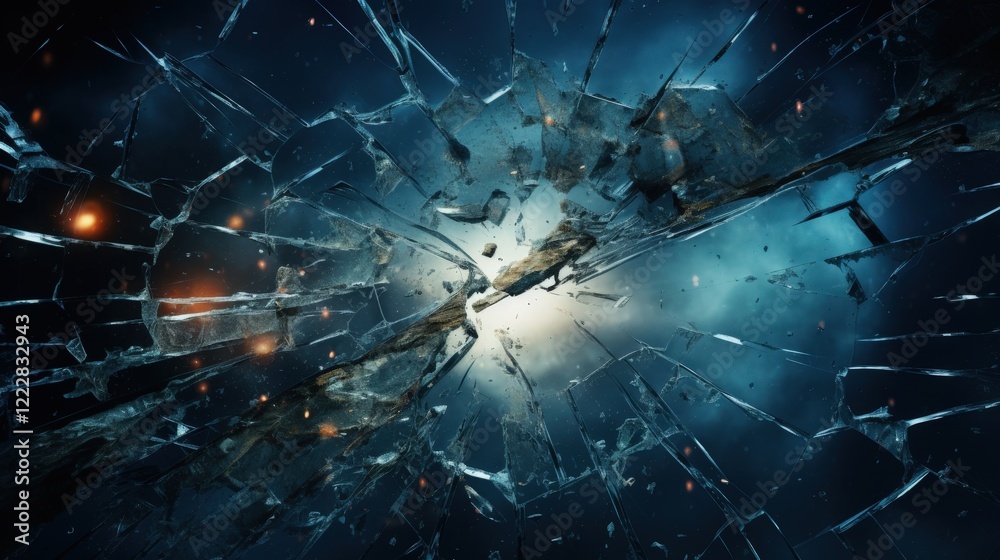 Aufkleber abstract background with broken glass effect and dusty particles creating a mysterious and dynamic v