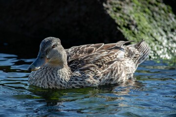 Mallard duck in a tranquil pond.