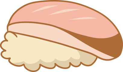 Slice of Sushi Cute Illustration