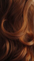Fototapeta premium Close-up of wavy, reddish-brown hair showcasing texture and color.
