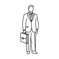 Man Holding Briefcase Simple Drawing - Clean Line Art of Man with Briefcase - Man Holding Briefcase Vector - Man Holding Briefcase Doodle - Businessman Illustration - Man Holding Briefcase Line Art