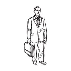 Man with Briefcase Icon Design - Minimalist Line Art of Man Holding Briefcase - Man Holding Briefcase Vector - Man Holding Briefcase Doodle - Businessman Illustration - Man Holding Briefcase Line Art