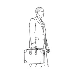 Man Holding Briefcase Drawing - Minimalist Line Art of Businessman with Briefcase - Man Holding Briefcase Vector - Man Holding Briefcase Doodle - Businessman Illustration