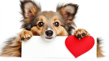 Sweet Sheltie Dog with Heart Note Card in Charming Framing