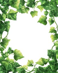A decorative border of lush green ivy leaves framing a blank space.