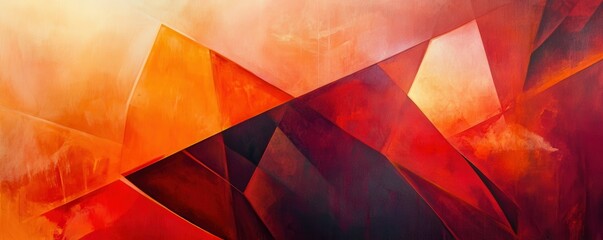 Abstract geometric art with vibrant red and orange tones