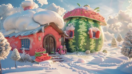 Obraz premium Winter Wonderland: A Watermelon House