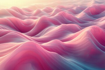 Fototapeta premium Vibrant, undulating waves in shades of pink and blue, evoking a surreal landscape.