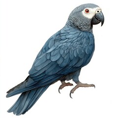 Naklejka premium A detailed illustration of a blue parrot showcasing its vibrant feathers and striking features