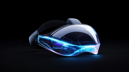 Futuristic VR Headset with Blue Glow