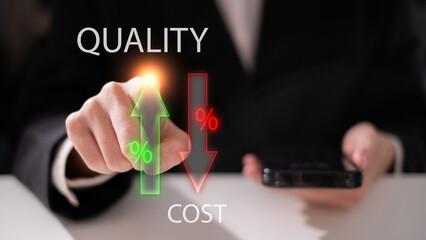 Cost reduction high quality efficiency strategy analysis management control concept
