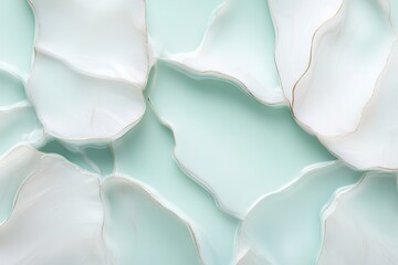 Naklejka premium This abstract flowing backdrop features soft, vein-like patterns inspired by leaves, glowing gently in green and teal. It provides ample pastel space perfect for text overlay
