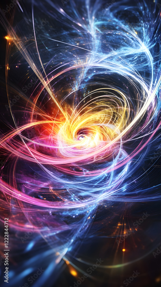 Wall mural vibrant visualization of quantum particles in abstract design
