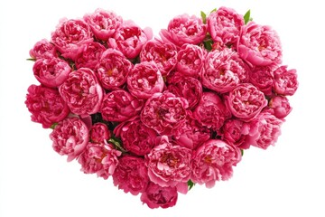 Heart-shaped arrangement of vibrant peonies creating a romantic atmosphere, perfect for expressing love on Valentines Day