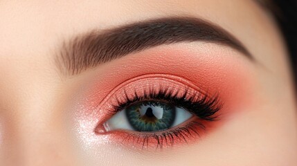 Fototapeta premium Close-Up of Beautiful Eye with Vibrant Makeup and Detailed Lash