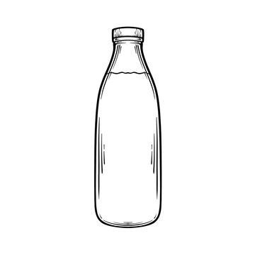 recommend clip art: line art drawing illustration of a milk bottle