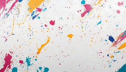Fototapeta premium Wallpaper of colorful paint splatter scattered around on a white background