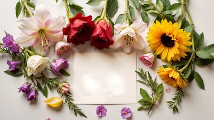 A white sheet of paper with a place to copy on a table with a flower border