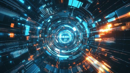 Fototapeta premium Artificial intelligence for business abstract concept vector illustration set. AI-powered marketing tool, AI in social media, dashboard service, machine learning, target advertising abstract metaphor