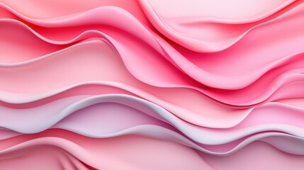 Abstract Waves of Soft Pink and White Fabric Texture Background