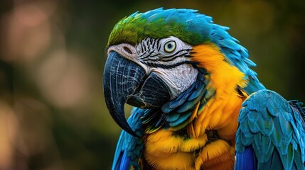 Obraz premium Close-Up Portrait of a Blue and Gold Macaw