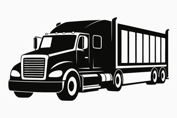 Modern Semi-Truck Line Art Illustration