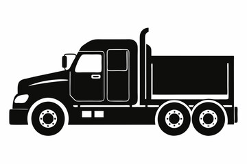 Modern Semi-Truck Line Art Illustration