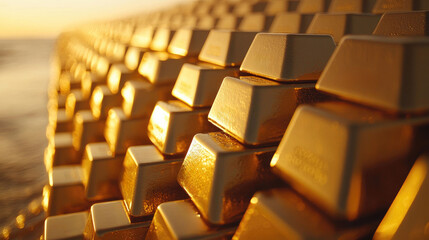Fototapeta premium Golden Bullion Bars: A Symbol of Wealth and Financial Security